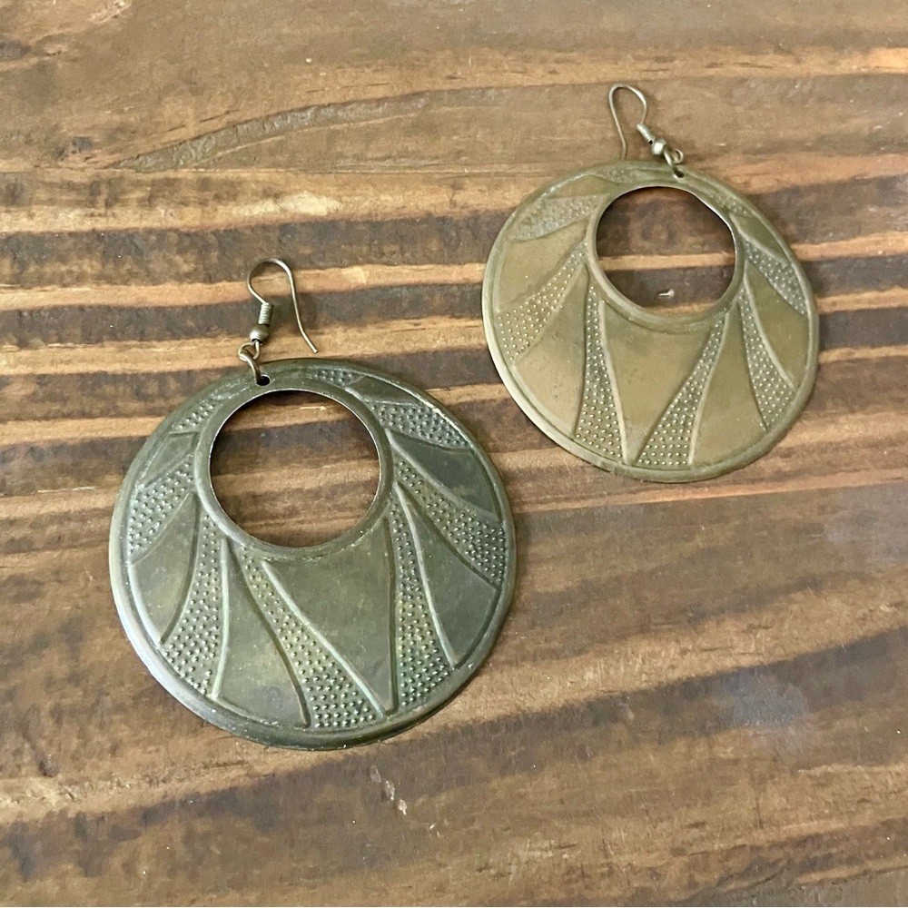 Large Metal Earrings 2.37”‎
